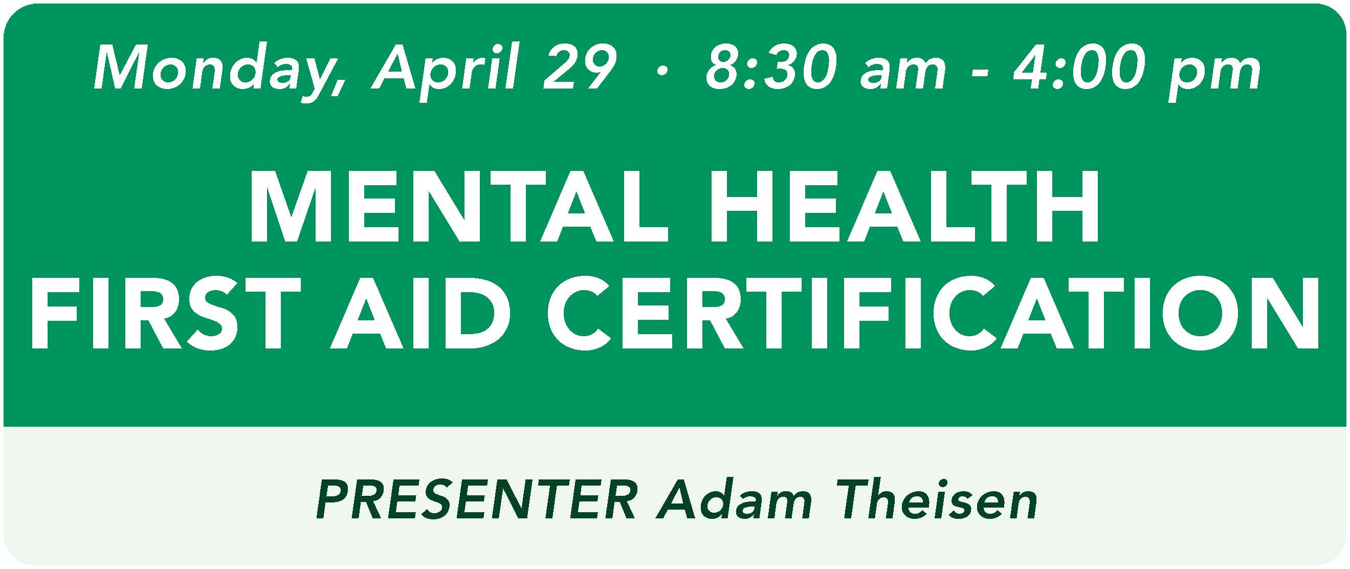 card for Mental Health First Aid Certification