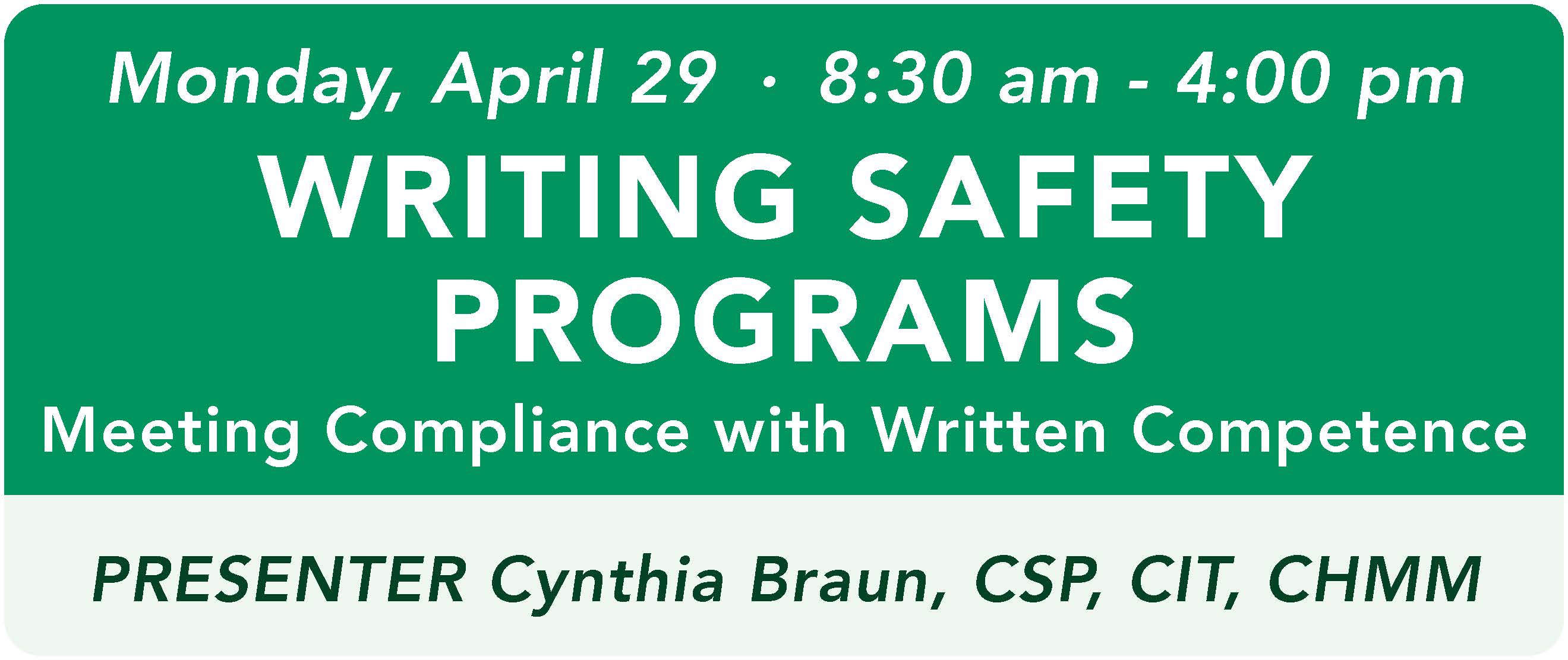 card for Writing Safety Programs