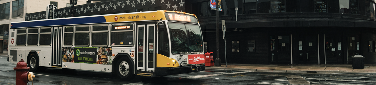 image of Metro Transit bus driving by First Avenue in Minneapolis