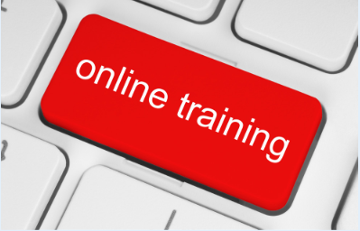 image of a red keyboard button that says Online Training